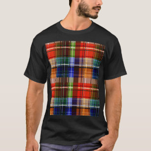 Camiseta Vermelho Azul Verde Amarelo Xadrez Tartan Desenho