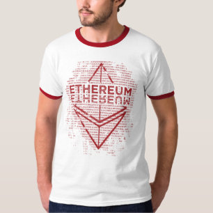 Camiseta Vermelho binário do Grunge de Ethereum