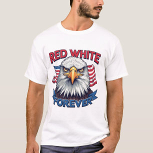 Camiseta Vermelho Branco & Azul Para Sempre Bandeira Americ