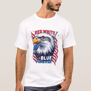 Camiseta Vermelho Branco & Azul Para Sempre Bandeira Americ