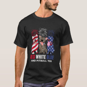 Camiseta Vermelho Branco Azul & Pitbull Também Cachorro 4 D