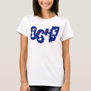 CAMISETA VERMELHO BRANCO AZUL STARS 8647 NÚMEROS ANTI-TRUMP