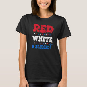 Camiseta Vermelho Branco & Bênção 4 De Julho Patriótico Fo