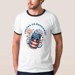 Camiseta Vermelho, Branco & Cerveja – Engraçado Dia 4 de Ju