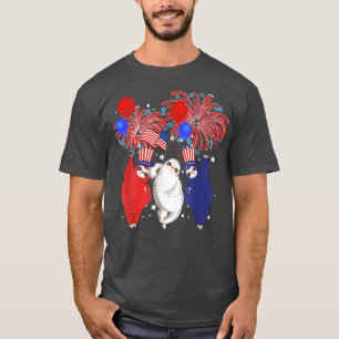 Camiseta Vermelho Branco Cinto Azul Lama e Bandeira dos Est