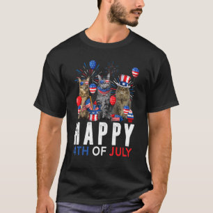 Camiseta Vermelho Branco Cinto Azul Maine Coon Patriótico F