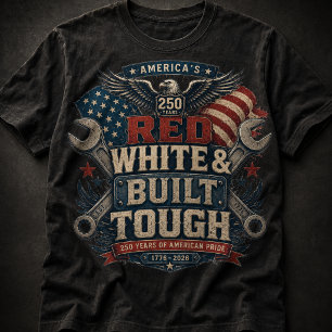 Camiseta Vermelho Branco & Construído com Força América 2
