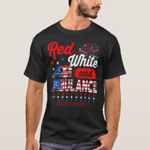 Camiseta Vermelho Branco E Ambulância 4 De Julho Bandeira A