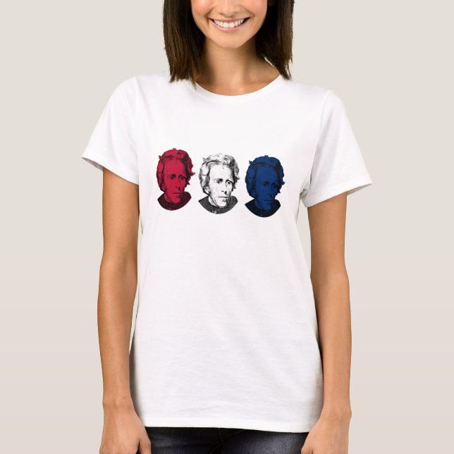 Camiseta Vermelho, branco, e azul -- Andrew Jackson (Frente)
