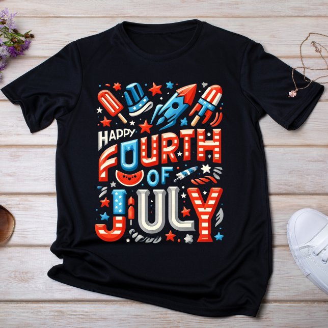 Camiseta Vermelho, Branco e Azul Reprodução quatro de julho (Criador carregado)