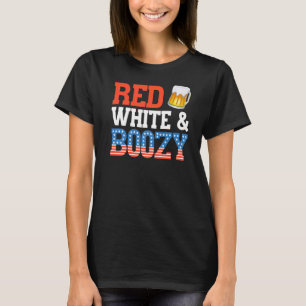 Camiseta Vermelho Branco E Boozinho 4 De Julho Bebendo Par