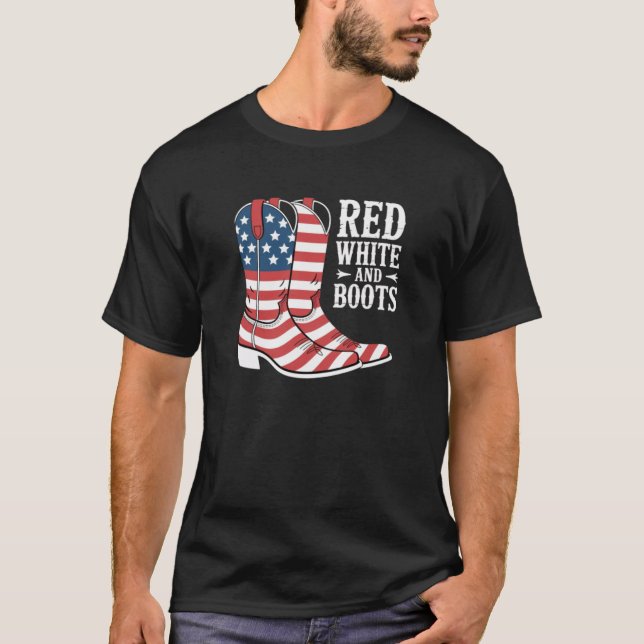 Camiseta Vermelho Branco e Botas (Frente)