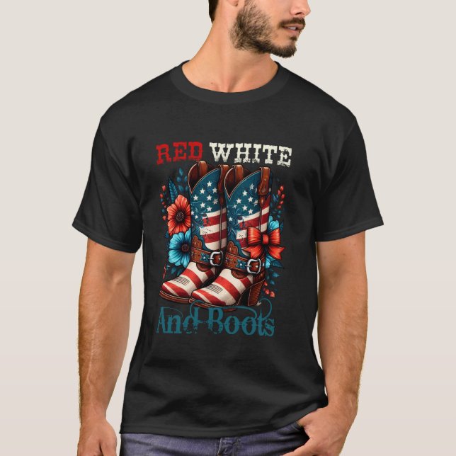 Camiseta Vermelho Branco E Botas Dia Da Independência Chic  (Frente)