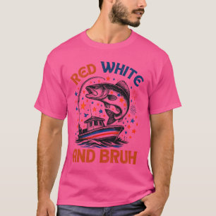Camiseta Vermelho Branco e Bruh Patriótico Divertido de Pes