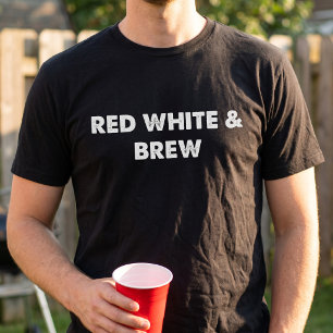 Camiseta Vermelho Branco e Cerveja Amante de Festa Engraçad