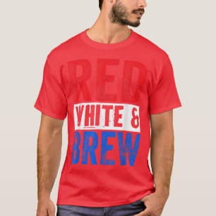 Camiseta Vermelho Branco E Cerveja Bebendo 4 de Julho