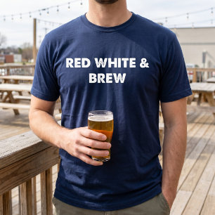 Camiseta Vermelho Branco e Cerveja Divertido Amante de Fest