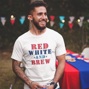 Camiseta Vermelho Branco e Cerveja Engraçado 4 de Julho Mas