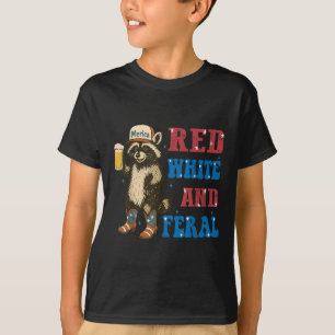 Camiseta Vermelho Branco E Feral Fúria Guaxinim Cerveja 4 D