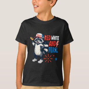 Camiseta Vermelho Branco E Feral Patriótico Engraçado Guaxi