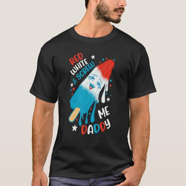 Camiseta Vermelho Branco E Foda-se Papai (Frente)