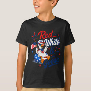 Camiseta Vermelho Branco E Ganso Engraçado 4 De Julho Patri