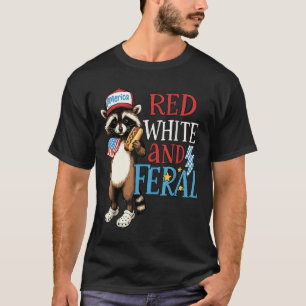 Camiseta Vermelho Branco E Guaxinim Feral 4 De Julho
