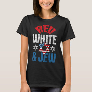 Camiseta Vermelho , Branco E Judeu EUA