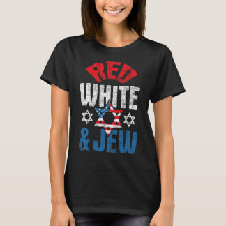 Camiseta Vermelho , Branco E Judeu EUA