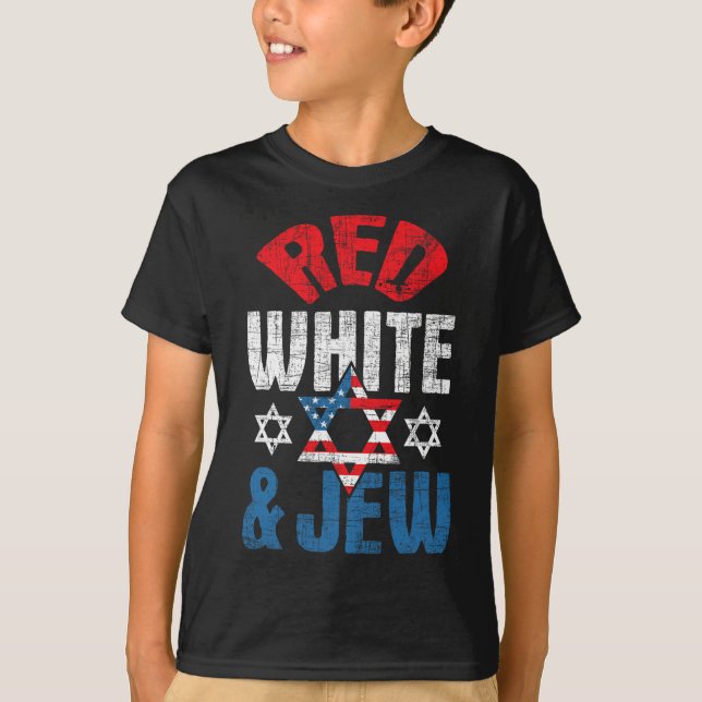 Camiseta Vermelho, Branco E Judeu EUA (Frente)