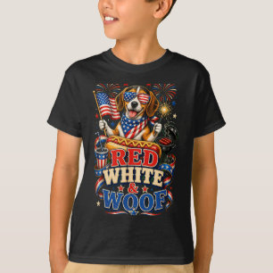 Camiseta Vermelho Branco E Latido Cão Beagle Patriótico 4 D