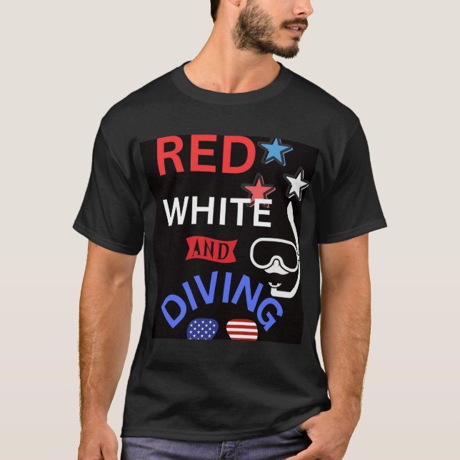 Camiseta Vermelho branco e mergulho (Frente)