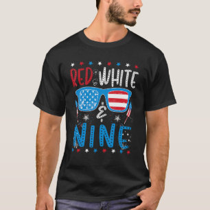 Camiseta Vermelho Branco e Nove Nono Aniversário 4 de julho