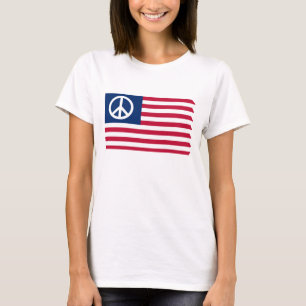 Camiseta Vermelho Branco e Paz Bandeira patriótica dos EUA
