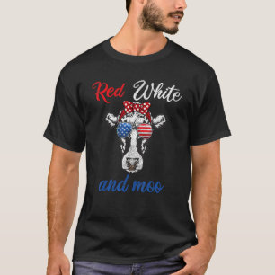 Camiseta Vermelho Branco & Moo Roupas do 4 de Julho EUA Pat