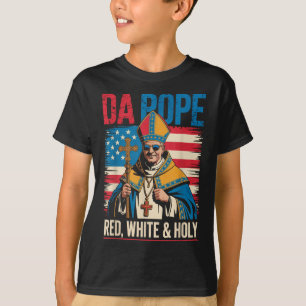 Camiseta Vermelho Branco Santo O Papa Dos EUA Chicago Papa