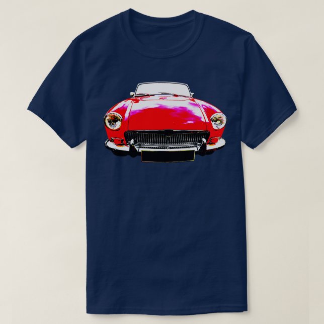 Camiseta Vermelho clássico de alto contraste de 1970 MGB (Frente do Design)