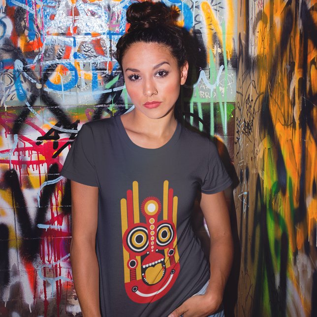 Camiseta Vermelho Com Máscara Laranja De Tiki (Criador carregado)