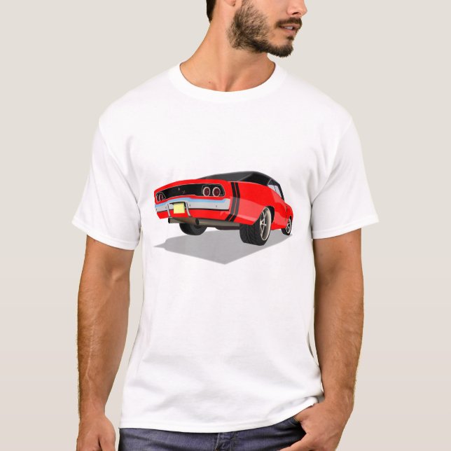 Camiseta Vermelho com o carregador das listras pretas "68 (Frente)