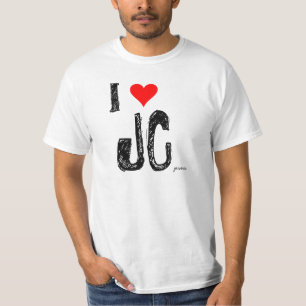 Camiseta vermelho-coração, I, JC, jesus.