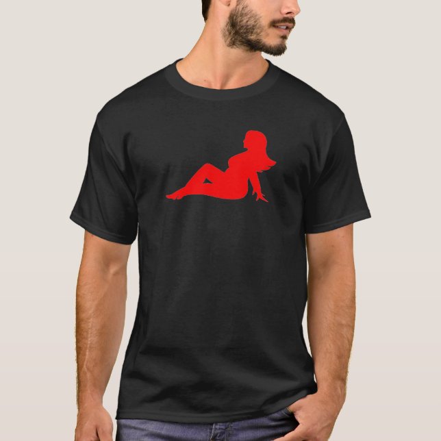 Camiseta VERMELHO Curvy da menina do Mudflap (Frente)