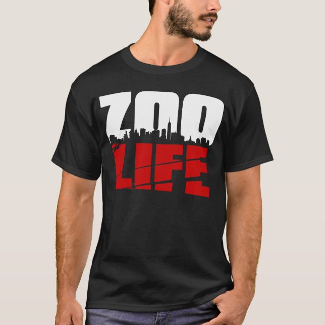 Camiseta Vermelho da arquitectura da cidade de ZooLife (Frente)
