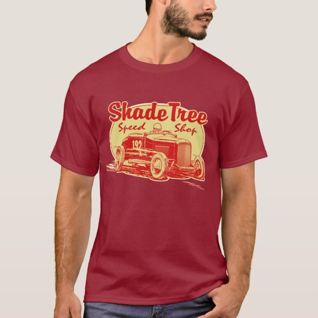 Camiseta Vermelho da loja da velocidade da árvore de (Frente)