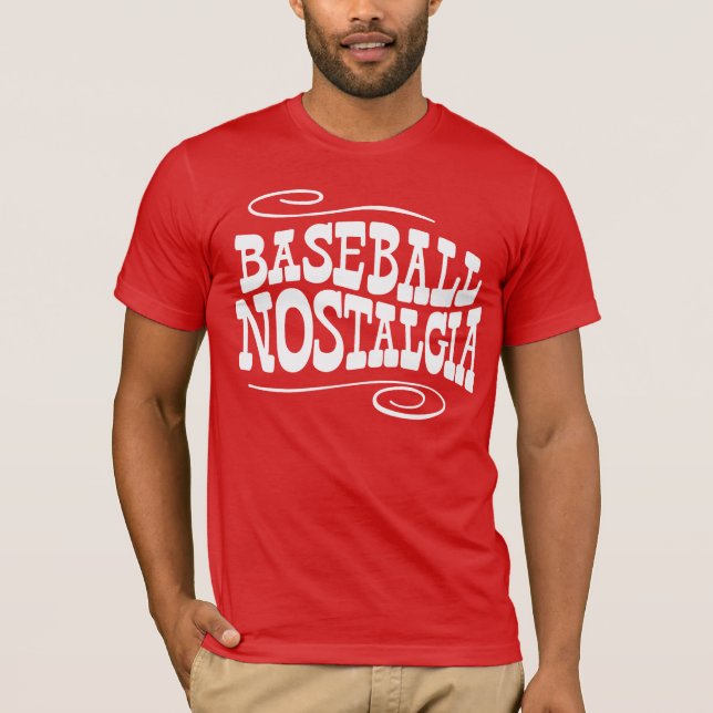 Camiseta Vermelho da nostalgia do basebol (Frente)