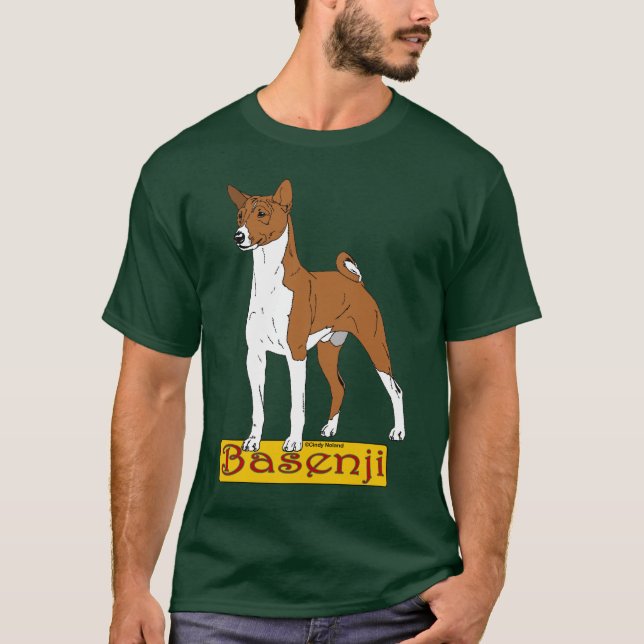 Camiseta Vermelho de Basenji- (Frente)