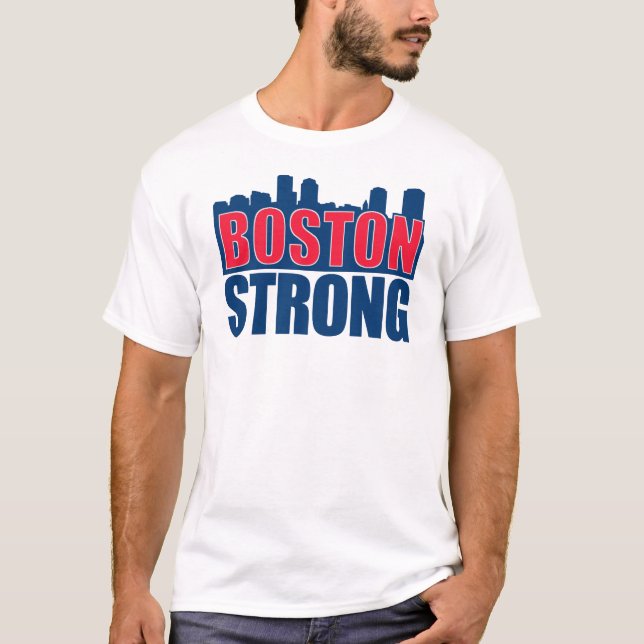 Camiseta Vermelho de Boston & azul fortes (Frente)