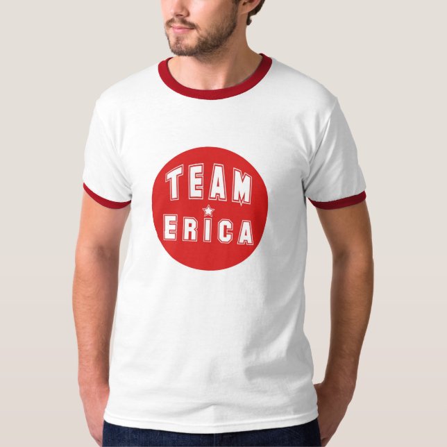 Camiseta Vermelho de Erica da equipe (Frente)