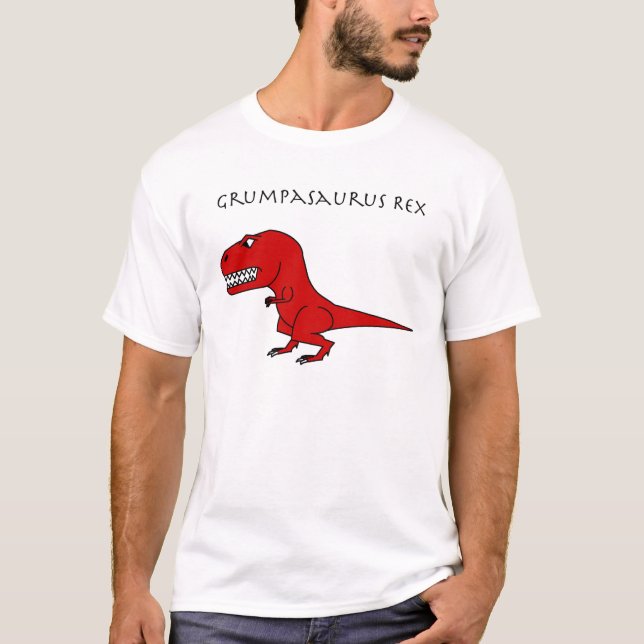 Camiseta Vermelho de Grumpasaurus Rex (Frente)