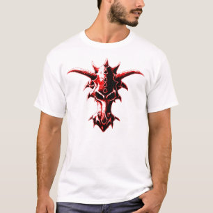 Camiseta Vermelho demoníaco do crânio do dragão