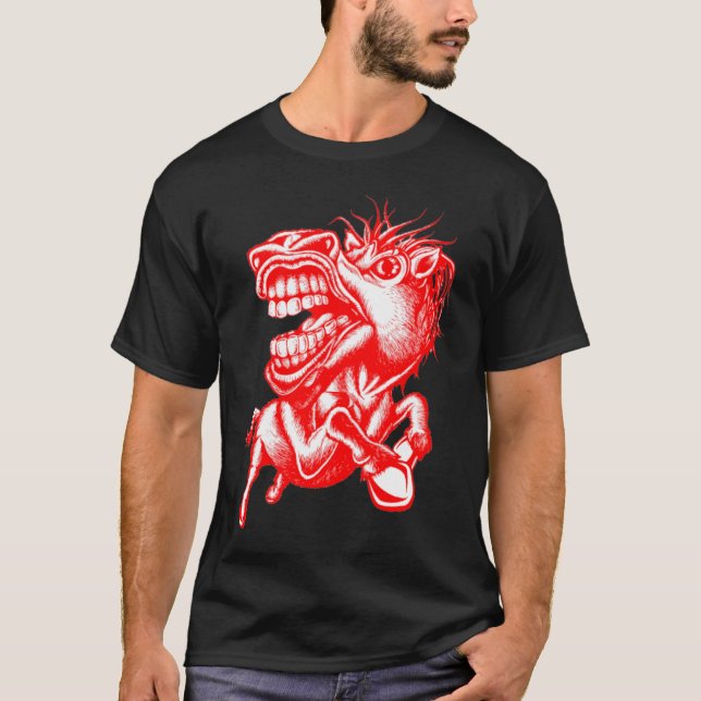 Camiseta Vermelho do cavalo do rodeio (Frente)